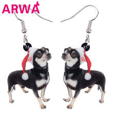 ARWA Acrylic Christmas Hat Chihuahua Dog Earrings Animal Long Drop Dangle Jewelry For Women Girls Party Charms Gift Accessories 2024 - buy cheap