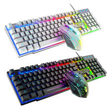 Клавиатура игровая с RGB-подсветкой, Проводная игровая мышь USB клавиатуры и мыши 2024 - купить недорого