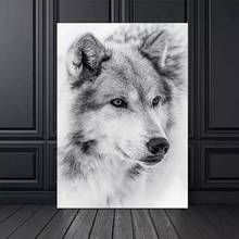 Pintura en lienzo de animales, carteles e impresiones de estilo minimalista moderno en blanco y negro, Lobo frío, imágenes de pared para decoración de sala de estar 2024 - compra barato