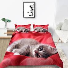 Комплект постельного белья с рисунком кота, креативное милое семейное домашнее животное, пододеяльник, 3D, Queen, King, Twin, полный размер, уникальный дизайн, комплект для детской и взрослой кровати 2024 - купить недорого