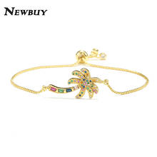 cmoonry Rainbow CZ Zirconia Coconut Tree Charm Bracelet For Women Girl Bohemian Style Gold Chain Bracelet 2024 - buy cheap