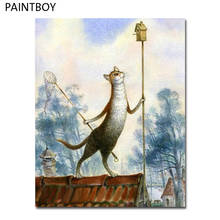 Paintboy-pintura al óleo por números de gato de dibujos animados, pintura acrílica artesanal sobre lienzo, decoración del hogar para sala de estar, 40x50cm, GX4519 2024 - compra barato