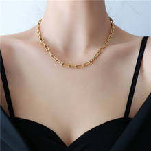 YUN RUO European Metal Chain Choker Necklace Stainless Steel Jewelry Gold Color Necklace for Woman Fashion Accessory Wholesale 2024 - buy cheap