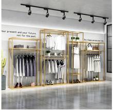 Estante de exhibición de tienda de ropa, percha colgante doble, estante de exhibición de tienda de ropa para hombres y mujeres, colgador de piso lateral 2024 - compra barato