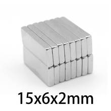 Imán fuerte superpotente permanente rectangular, bloque pequeño de imán de neodimio de 15x6x2mm, 30-300 Uds. 2024 - compra barato