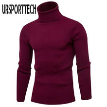 Winter Men's Sweater Men Turtleneck Solid Color Knitwear Sweaters Handsome Vertical Striped Turtleneck Sweaters Pullover Men 3XL 2024 - buy cheap
