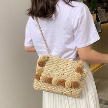 New hair ball  beach bag straw clutch messenger bag envelope bag women lady day summer chain crossbody bags 2024 - buy cheap