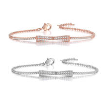 Bracelete coreano simples com laço, para mulheres, elegante, feminino, de cristal, ouro rosa, pulseira de punho, joia de casamento, presente, 2020 2024 - compre barato