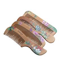 1 PC Natural Peach Wood Comb Close Teeth Anti-static Detangling Beard comb Head Massage Hairbrush Hair Care Tools For Travel 2024 - buy cheap
