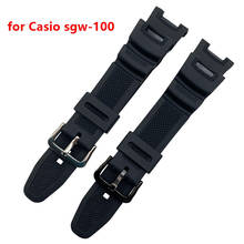 Силиконовый ремешок для смарт-часов Casio SGW-100, водонепроницаемые черные браслеты из нержавеющей стали с пряжкой, браслет для мужчин и женщин 2024 - купить недорого