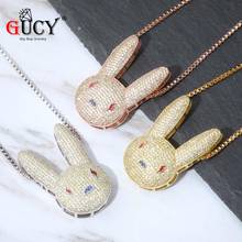 GUCY NEW Bunny Pendant Necklace Iced Out AAA Cubic Zirconia Bling Men's Women Hip Hop Jewelry 2024 - buy cheap