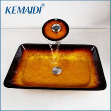 KEMAIDI Rectangle Glass Lavatory Bath Sink Set Torneira Mixer Faucet Basin Single Handles Tap+Bathroom Sink Washbasin Sets 2024 - buy cheap