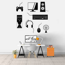 Gamer Wall Decal Computer Player Mouse Headset Speakers Keyboard Vinyl Window Sticker Playroom Study Office Interior Decor E471 2024 - buy cheap