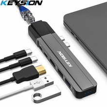 Usb-хаб KEYSION C для мульти-USB 3,0 HDMI адаптер, usb-разветвитель для док-станции MacBook Pro, Thunderbolt 3 HUB RJ45 Dual USB Type-C HUB 2024 - купить недорого