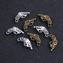 16 шт. 13*16 мм двухцветные Металлические Мини-подвески из цинкового сплава для пистолета, ювелирные украшения, подвески 2024 - купить недорого