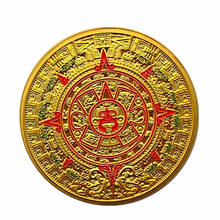 Moneda chapada en oro Maya azteca, monedas de Arte de religión, indio, Maya, calendario de cuenta larga, desafío 2024 - compra barato