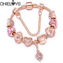 Женский браслет с кристаллами CHIELOYS, розовое золото, модный бренд, очаровательные браслеты и браслеты с сердцем, подарок 2024 - купить недорого