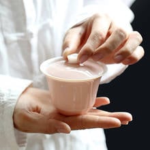 Ceramic Whiteware Coloured Glaze Pink Cute Creative Kung Fu Tea Tea Bowl Three-Force Tureen KungFu Tea Set Gaiwan Bubble Tea Cup 2024 - buy cheap