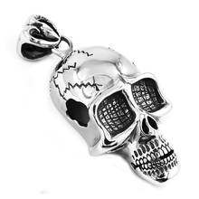 Grande gótico cráneo colgante de joyas de acero inoxidable pesado Punk cráneo esqueleto motorista colgante collar de hombre SWP376A 2024 - compra barato