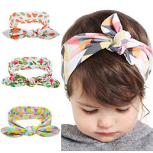 Nishine elásticos arcos nó crianças faixa de cabelo impresso flor infantil da criança do bebê headbands orelhas de coelho hairband bonito foto adereços 2024 - compre barato