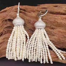 handmade jewelry Natural freshwater pearl beaded tassel drop long dangle earrings for women 2024 - купить недорого