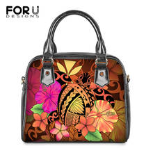 FORUDESIGNS Polynesian Samoa Turtle And Hibiscus Printing PU Top-handle Women Luxury Shoulder Handbag Beach Bag Bolsa Femininas 2024 - buy cheap