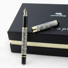 Jinhao-Bolígrafo de Metal de lujo Vintage, 5000 gris, plumín curvo, hermosa textura de dragón tallado, bolígrafo de oficina para negocios 2024 - compra barato