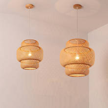 Lámpara de araña moderna de bambú tejida a mano, iluminación artística para comedor, dormitorio, habitación y restaurante 2024 - compra barato