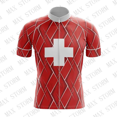 2019 red Switzerland Team Cycling Jersey and Sleeveless jersey Quick Dry /Breathable Max Storm 2022 - buy cheap