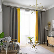 European style cotton linen curtain 80%~95% Shading rate blackout living room curtains 2 colors mixted 2024 - buy cheap