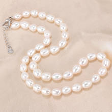 ¡Nuevo! Collar de perlas naturales de agua dulce AAAA de 7-8mm, collar de joyería para mujer, joyería de perlas reales de plata 925, blanco, rosa, púrpura 2024 - compra barato