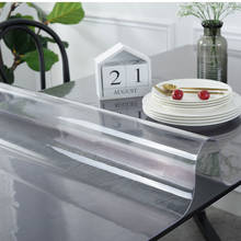 Toalha de mesa de jantar com proteção de vidro, em pvc transparente, impermeável, para mesa de jantar e cozinha, com placa de cristal lavável, 1.0mm 2024 - compre barato