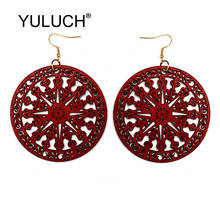 YULUCH Female Vintage Earrings For Women Fashion Jewelry 2019 Ethnic African Red Black Hollow Personality Big Pendant Earrings 2024 - buy cheap