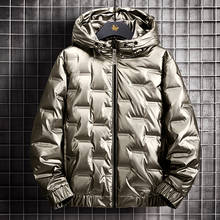 Jaqueta de inverno masculina casual para baixo, casaco fino com capuz branco, pato quente e grosso, inverno 2021 2024 - compre barato