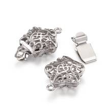 50Sets Filigree Star Brass Box Clasps Jewelry Findings for DIY  Nickel Free, Platinum, 18x12x6mm, hole: 2mm 2024 - buy cheap