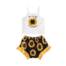 0-24M Summer Infant Kids Baby Girls Clothes Sets Sunflowers Print Sleeveless Vest Tops+Shorts 2pcs 2024 - buy cheap