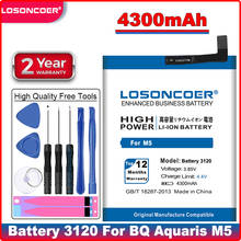 Литий-ионный полимерный аккумулятор LOSONCOER 4300 мАч 3120 для BQ Aquaris M5 3120 аккумулятор батарея + инструменты в подарок 2024 - купить недорого