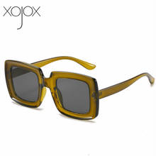XojoX винтажные зеленые Квадратные Солнцезащитные очки для женщин и мужчин, брендовые дизайнерские модные черные леопардовые солнцезащитные очки с большой оправой, gafas de sol mujer 2024 - купить недорого