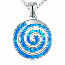 Colgante de ópalo azul Chapado en plata, cadena de eslabones, collar con forma de espiral, joyería 2024 - compra barato