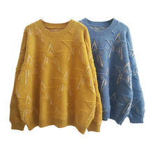 TEELYNN-suéteres con patrón de estrellas para mujer, Jersey cálido de manga larga, holgado, de gran tamaño, para invierno 2024 - compra barato