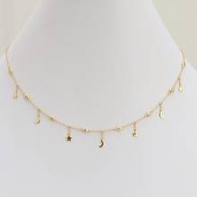 Christmas Gift Moon star tassel charm choker necklace Gold silver color fashion classic simple jewelry 2024 - buy cheap