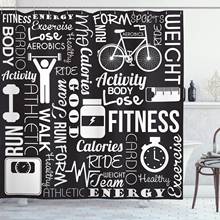 Fitness Shower Curtain Active Life Theme Composition with Words Exercising and Various Cloth Bathroom Decor Set with Hooks 70" 2024 - buy cheap