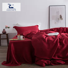 Liv-este vinho vermelho 100% seda conjunto de cama feminino beleza saudável conjunto capa de edredom lençol liso para cama saudável conjunto de 4 peças 2024 - compre barato