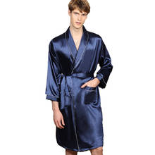 Plus Size 5XL Men Summer Satin Robes Solid Color Silk kimono Bathrobe Men's Long Sleeve Bath Gown Sleepwear Nightgow 2024 - buy cheap