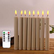 Velas cónicas LED con batería, candelabros de cumpleaños de plástico blanco cálido con temporizador, con control remoto, para ventana de Navidad, paquete de 10 unidades 2024 - compra barato