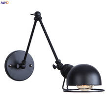 IWHD Adjustable Swing Long Arm LED Wall Lamp Bedroom Porch Stair Black Loft Decor Industrial Retro Wall Light Sconce Edison 2024 - buy cheap