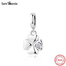 Authentic 100% 925 Sterling Silver Charm Bead Lucky Day Clover Pendant Charms Crystal Fit Bracelets Women DIY Jewelry 2024 - buy cheap