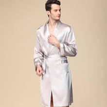 Men'S Single Silk Dressing Gown Spring Thin Imitation Silk Long-Sleeved Pajamas Oversize Bathrobe Lounge Intimate Lingerie Пижам 2024 - buy cheap