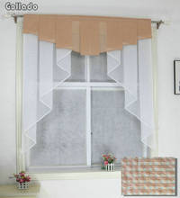 Fashion Plaid Valance Design Stitching Colors Tulle Balcony Kitchen Window Curtain 1PCS 2024 - buy cheap