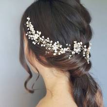 Bride Crystal Headband Bridal Hair Vine Hair Jewelry Pearl Leaf Hair Ornaments Rhinestone Crown Wedding Hair Accessories 2024 - buy cheap